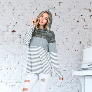 1 Small Left! CAMO & HEATHER GRAY HOODIE